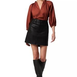 Joe’s Jeans Black Coated Denin Mini Skirt Size 28 Modal